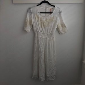 White embroidered midi dress